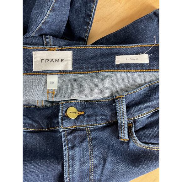 FRAME Women's Le Garcon Dark Wash 5 Pocket Straight Leg Jeans Size 29 - Picture 9 of 10